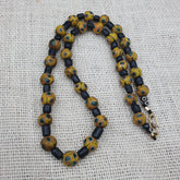 GBR-2. Vintage Black Yellow, green Gabri Eyes Glass Beads Strand Necklace